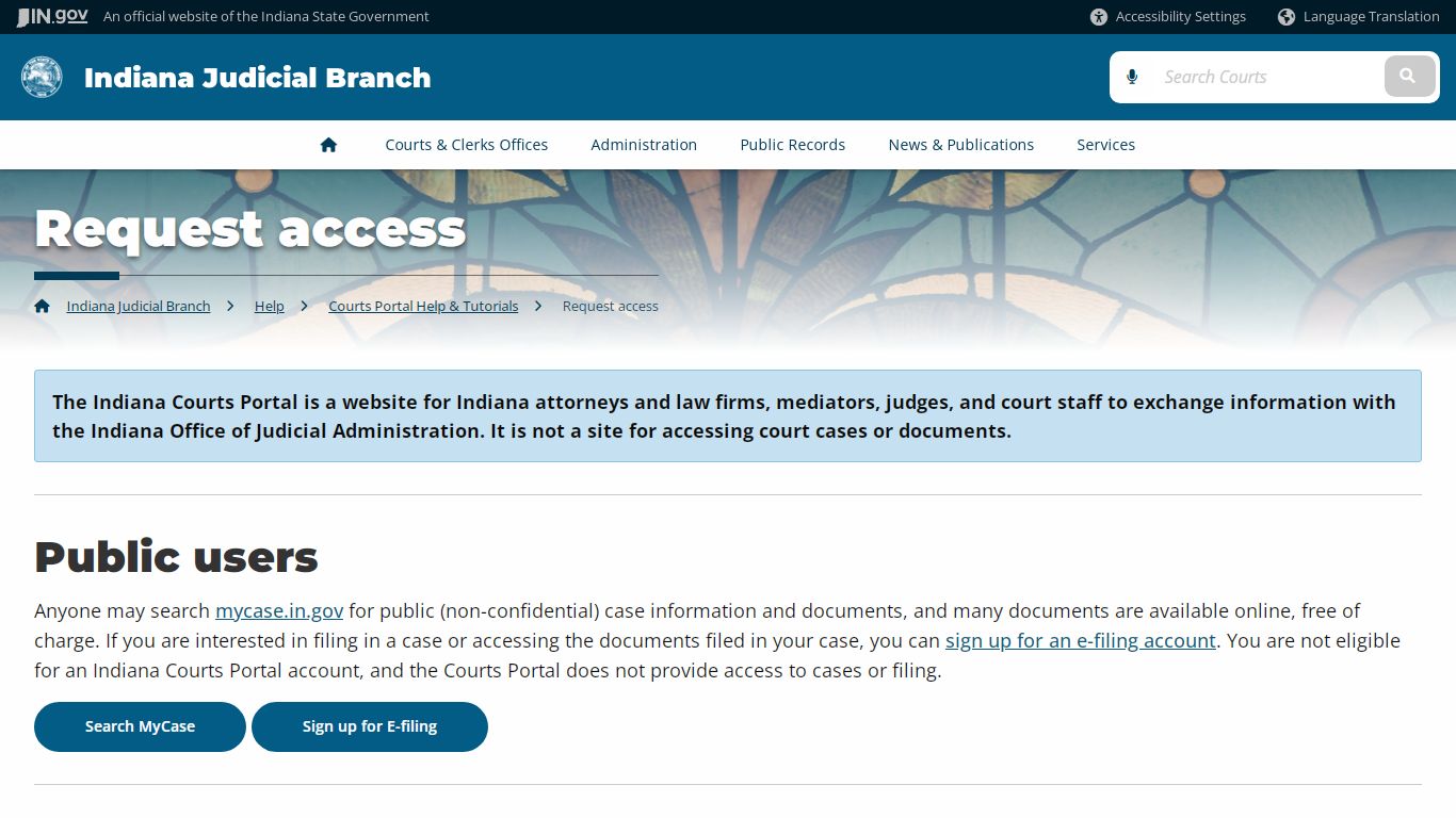 Request access - Indiana Judicial Branch